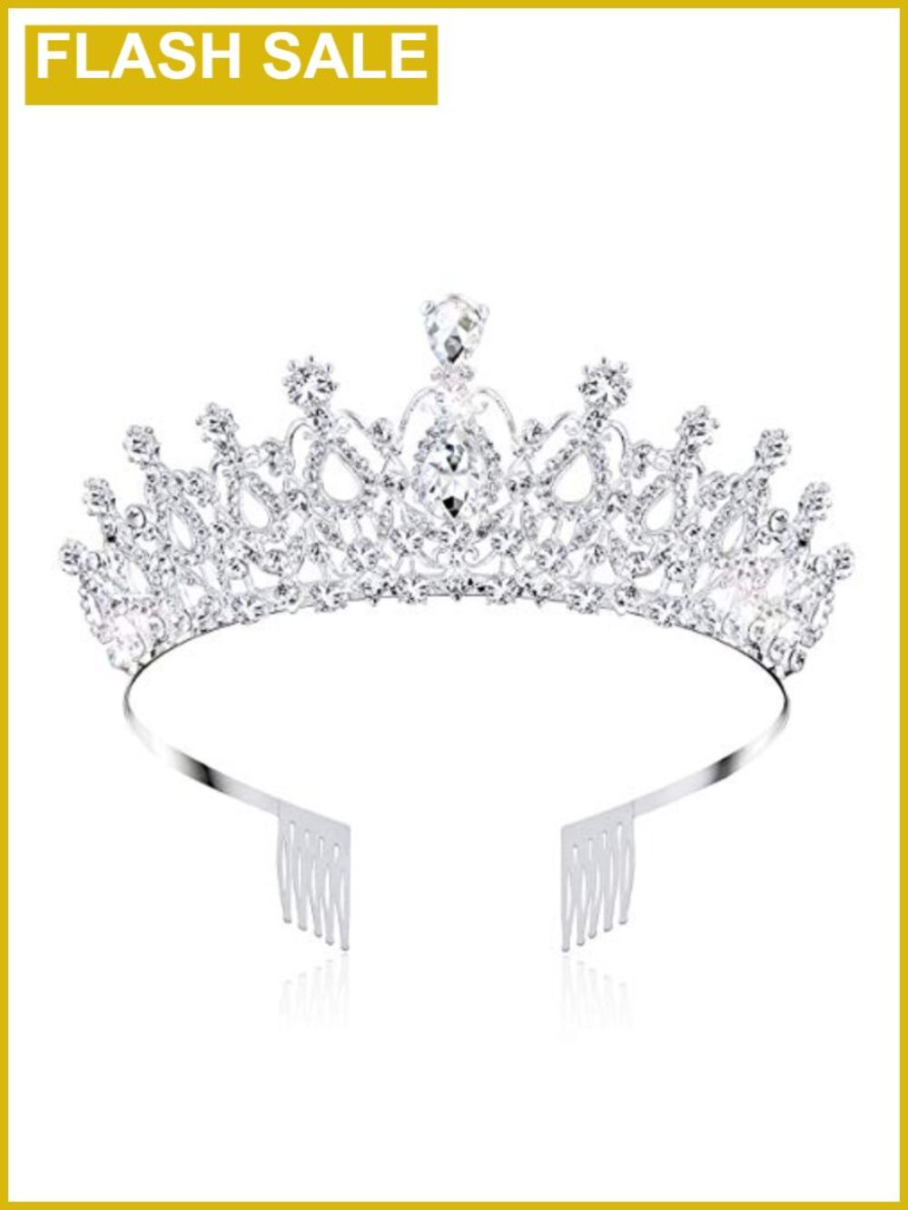 Adjustable Crystal Princess Crown Tiara Alloy Headpiece for Weddings Parties